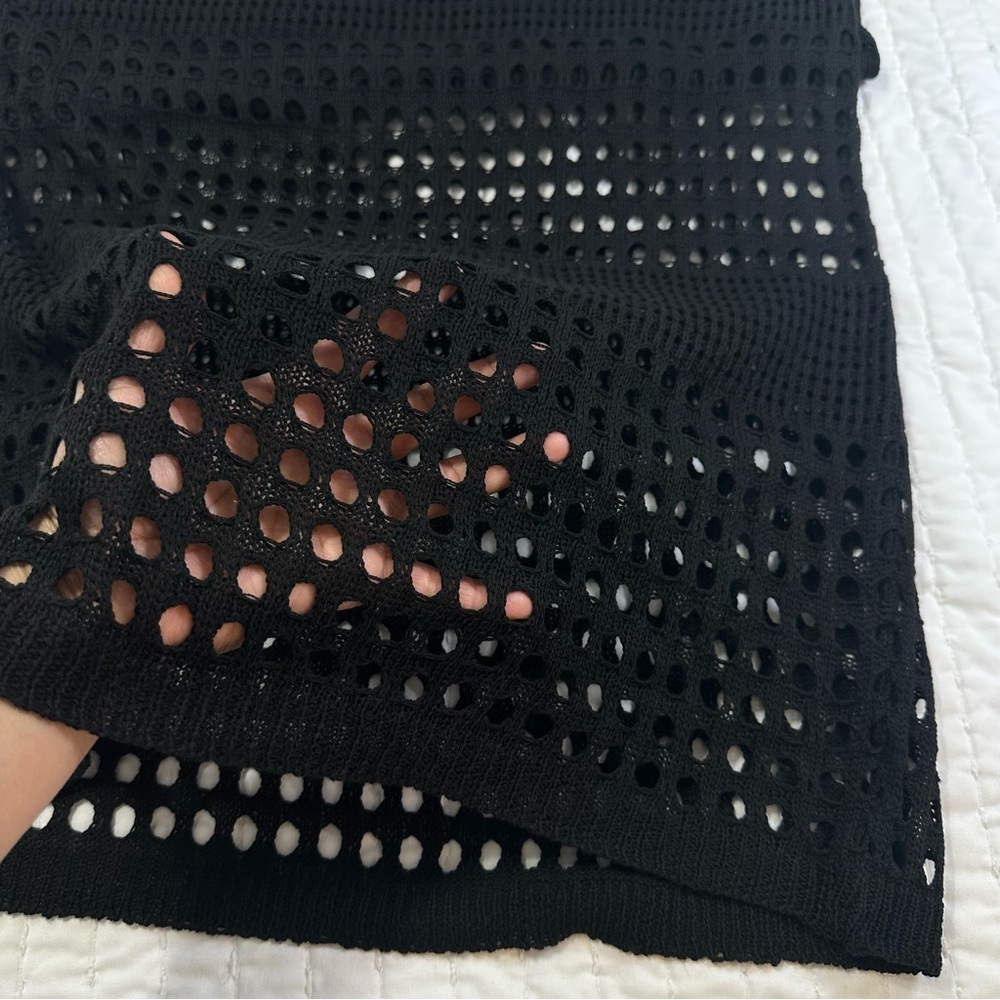 Chic Summer Black Mesh Beach Cover-Up - Picture 8 of 9
